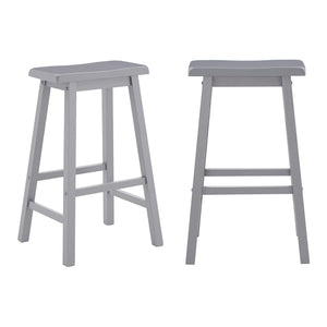 Cosimo Solid Rubberwood Bar Stools Set of 2 with Saddleback Seat Distressed Finish