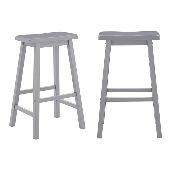 Cosimo Solid Rubberwood Bar Stools Set of 2 with Saddleback Seat Distressed Finish