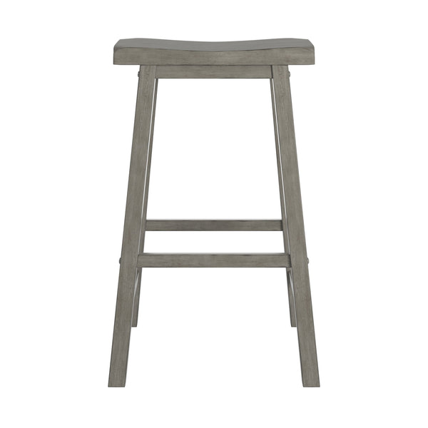 Cosimo Solid Rubberwood Bar Stools Set of 2 with Saddleback Seat Distressed Finish