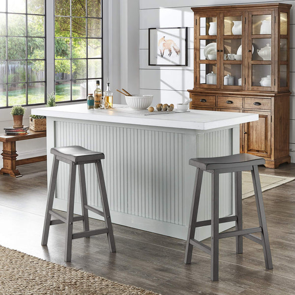 Cosimo Solid Rubberwood Bar Stools Set of 2 with Saddleback Seat Distressed Finish