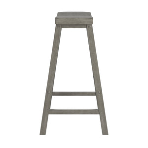 Cosimo Solid Rubberwood Bar Stools Set of 2 with Saddleback Seat Distressed Finish