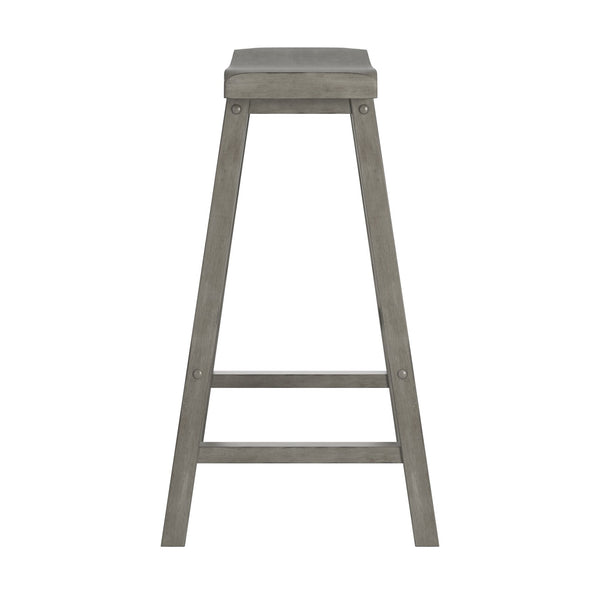 Cosimo Solid Rubberwood Bar Stools Set of 2 with Saddleback Seat Distressed Finish