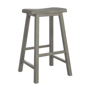 Cosimo Solid Rubberwood Bar Stools Set of 2 with Saddleback Seat Distressed Finish
