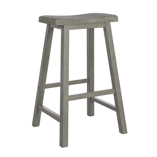 Cosimo Solid Rubberwood Bar Stools Set of 2 with Saddleback Seat Distressed Finish