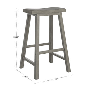 Cosimo Solid Rubberwood Bar Stools Set of 2 with Saddleback Seat Distressed Finish