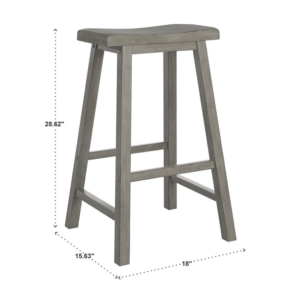 Cosimo Solid Rubberwood Bar Stools Set of 2 with Saddleback Seat Distressed Finish