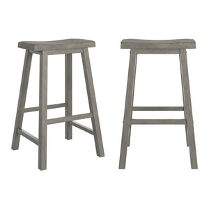 Cosimo Solid Rubberwood Bar Stools Set of 2 with Saddleback Seat Distressed Finish