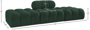 Meridian Furniture Ames Three Piece Modular Sectional Sofa in Rich Green Boucle for Modern Living Rooms 611Green-S102C