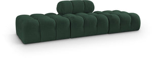 Meridian Furniture Ames Three Piece Modular Sectional Sofa in Rich Green Boucle for Modern Living Rooms 611Green-S102C
