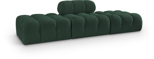 Meridian Furniture Ames Three Piece Modular Sectional Sofa in Rich Green Boucle for Modern Living Rooms 611Green-S102C