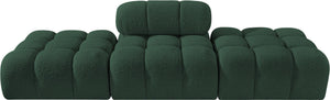 Meridian Furniture Ames Three Piece Modular Sectional Sofa in Rich Green Boucle for Modern Living Rooms 611Green-S102C