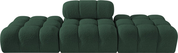 Meridian Furniture Ames Three Piece Modular Sectional Sofa in Rich Green Boucle for Modern Living Rooms 611Green-S102C