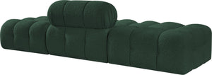 Meridian Furniture Ames Three Piece Modular Sectional Sofa in Rich Green Boucle for Modern Living Rooms 611Green-S102C