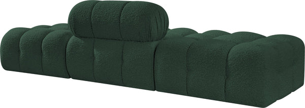 Meridian Furniture Ames Three Piece Modular Sectional Sofa in Rich Green Boucle for Modern Living Rooms 611Green-S102C