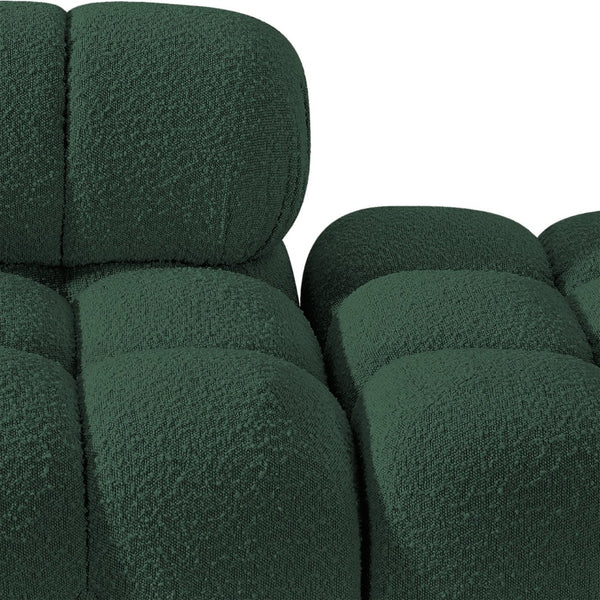 Meridian Furniture Ames Three Piece Modular Sectional Sofa in Rich Green Boucle for Modern Living Rooms 611Green-S102C