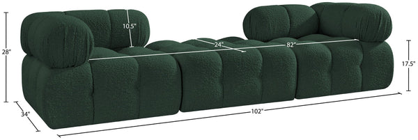 Meridian Furniture Ames Modular Sectional Sofa in Rich Green Boucle Low Profile Contemporary Design 611Green-S102D
