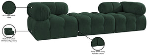 Meridian Furniture Ames Modular Sectional Sofa in Rich Green Boucle Low Profile Contemporary Design 611Green-S102D