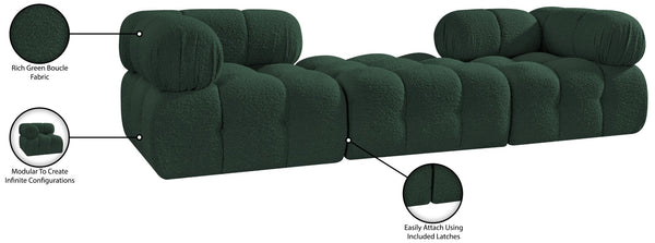 Meridian Furniture Ames Modular Sectional Sofa in Rich Green Boucle Low Profile Contemporary Design 611Green-S102D