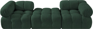 Meridian Furniture Ames Modular Sectional Sofa in Rich Green Boucle Low Profile Contemporary Design 611Green-S102D