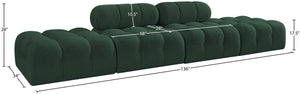 Meridian Furniture Ames Four Piece Modular Sofa in Rich Green Boucle for Contemporary Living Rooms 611Green-S136C