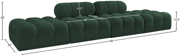 Meridian Furniture Ames Four Piece Modular Sofa in Rich Green Boucle for Contemporary Living Rooms 611Green-S136C