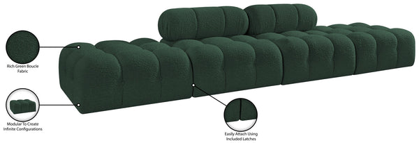 Meridian Furniture Ames Four Piece Modular Sofa in Rich Green Boucle for Contemporary Living Rooms 611Green-S136C
