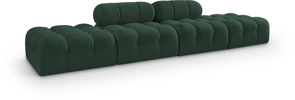 Meridian Furniture Ames Four Piece Modular Sofa in Rich Green Boucle for Contemporary Living Rooms 611Green-S136C