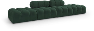 Meridian Furniture Ames Four Piece Modular Sofa in Rich Green Boucle for Contemporary Living Rooms 611Green-S136C