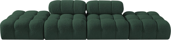 Meridian Furniture Ames Four Piece Modular Sofa in Rich Green Boucle for Contemporary Living Rooms 611Green-S136C