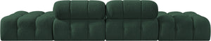 Meridian Furniture Ames Four Piece Modular Sofa in Rich Green Boucle for Contemporary Living Rooms 611Green-S136C