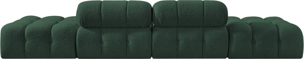 Meridian Furniture Ames Four Piece Modular Sofa in Rich Green Boucle for Contemporary Living Rooms 611Green-S136C
