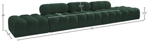 Meridian Furniture Ames Five Piece Modular Sectional Sofa in Textured Boucle for Open Living Rooms 611Green-S170A