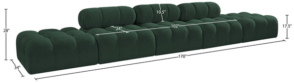 Meridian Furniture Ames Five Piece Modular Sectional Sofa in Textured Boucle for Open Living Rooms 611Green-S170A