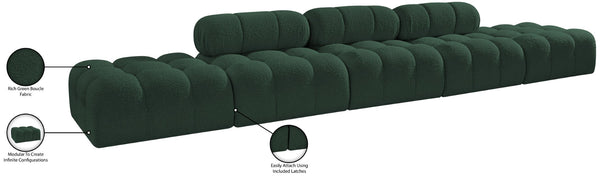 Meridian Furniture Ames Five Piece Modular Sectional Sofa in Textured Boucle for Open Living Rooms 611Green-S170A