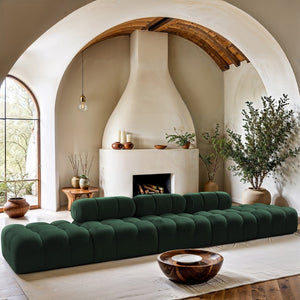 Meridian Furniture Ames Five Piece Modular Sectional Sofa in Textured Boucle for Open Living Rooms 611Green-S170A