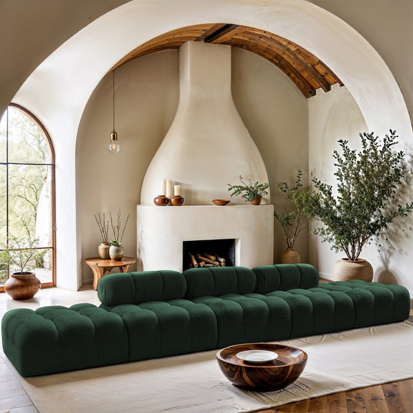 Meridian Furniture Ames Five Piece Modular Sectional Sofa in Textured Boucle for Open Living Rooms 611Green-S170A