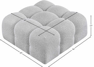 Ames Grey Boucle Fabric Ottoman 611Grey-Ott Meridian Furniture