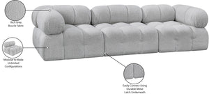 Ames Grey Boucle Fabric Modular Sofa 611Grey-S102A Meridian Furniture