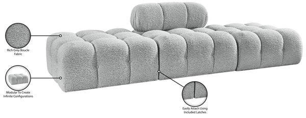 Meridian Furniture Ames Boucle Upholstered Modular Sectional Sofa with Low Profile Contemporary Frame 611Grey-S102C