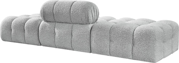 Meridian Furniture Ames Boucle Upholstered Modular Sectional Sofa with Low Profile Contemporary Frame 611Grey-S102C