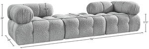 Meridian Furniture Ames Grey Boucle Three Piece Modular Sectional Sofa for Contemporary Living Rooms 611Grey-S102D