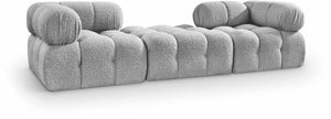 Meridian Furniture Ames Grey Boucle Three Piece Modular Sectional Sofa for Contemporary Living Rooms 611Grey-S102D