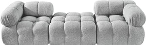 Meridian Furniture Ames Grey Boucle Three Piece Modular Sectional Sofa for Contemporary Living Rooms 611Grey-S102D