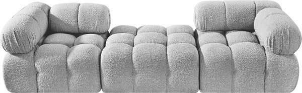 Meridian Furniture Ames Grey Boucle Three Piece Modular Sectional Sofa for Contemporary Living Rooms 611Grey-S102D