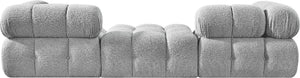 Meridian Furniture Ames Grey Boucle Three Piece Modular Sectional Sofa for Contemporary Living Rooms 611Grey-S102D
