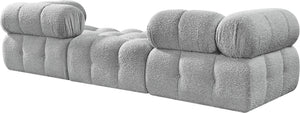 Meridian Furniture Ames Grey Boucle Three Piece Modular Sectional Sofa for Contemporary Living Rooms 611Grey-S102D