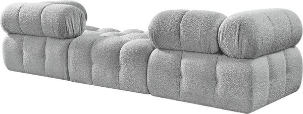 Meridian Furniture Ames Grey Boucle Three Piece Modular Sectional Sofa for Contemporary Living Rooms 611Grey-S102D