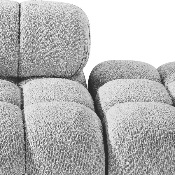 Meridian Furniture Ames Grey Boucle Three Piece Modular Sectional Sofa for Contemporary Living Rooms 611Grey-S102D