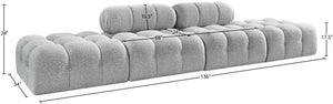 Meridian Furniture Ames Four Piece Modular Sectional in Plush Grey Boucle for Open Living Spaces 611Grey-S136C