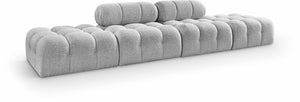 Meridian Furniture Ames Four Piece Modular Sectional in Plush Grey Boucle for Open Living Spaces 611Grey-S136C